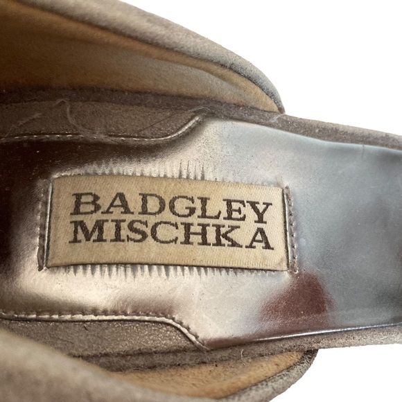 Badgley Mischa Grayish Taupe Peep Toe Dressy Heels W/Crystal Toe Detail - Picture 9 of 11